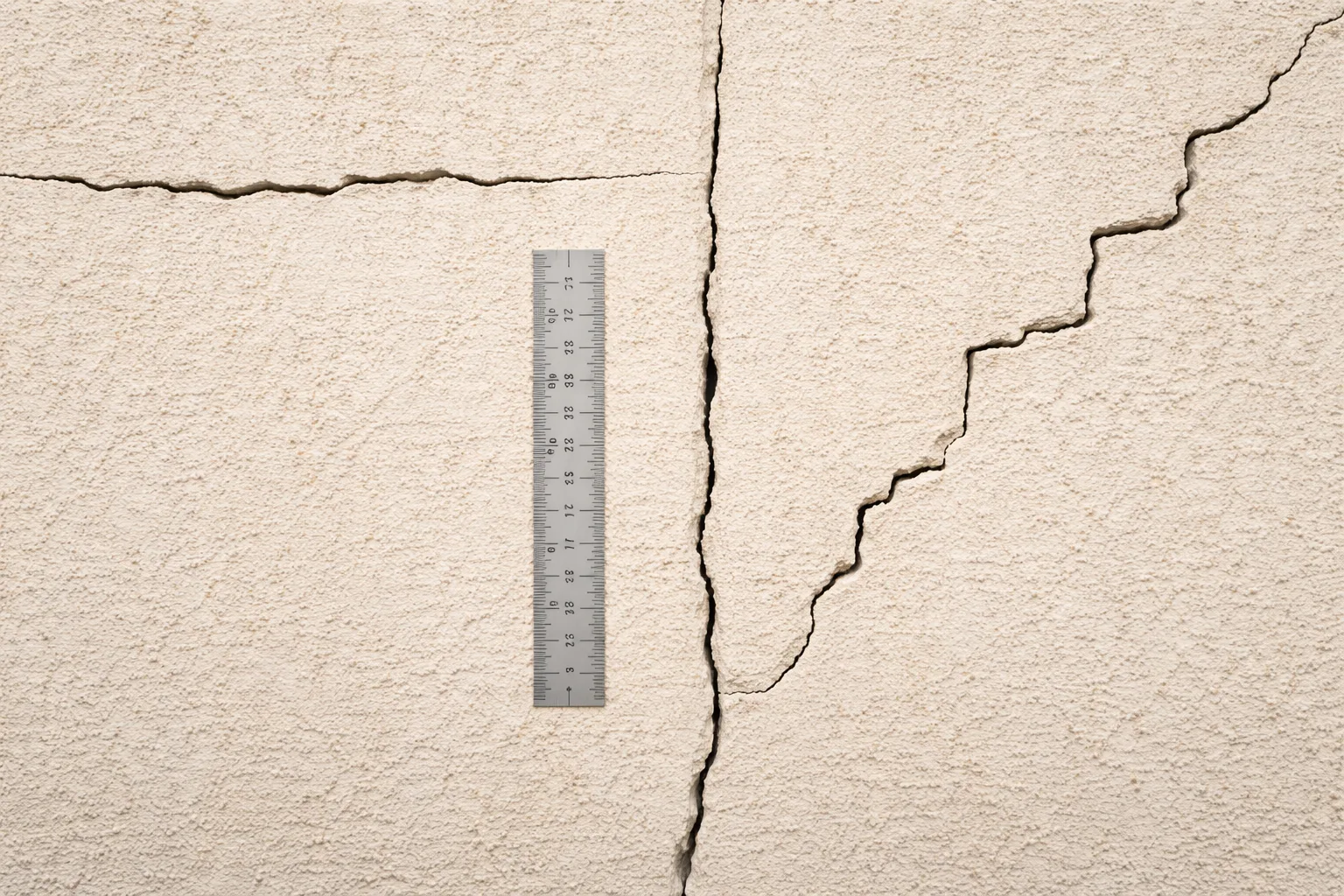 Differents types de fissures visibles sur un mur en enduit